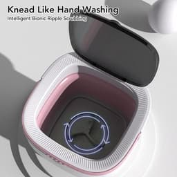 Opvouwbare mini wasmachine met 7,5 liter inhoud, volautomatische werking en zachte droogfunctie, ideaal voor ondergoed in een stijlvolle roze kleur — thumbnail 2