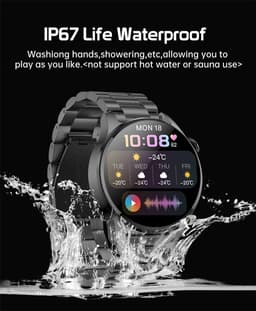 DrPhone ModelX5 - Metalen Smartwatch 46mm - A-GPS - Sport Mannen - Touchscreen - Berichten - Bluetooth Bellen + Extra Siliconen Band - Zwart — thumbnail 15