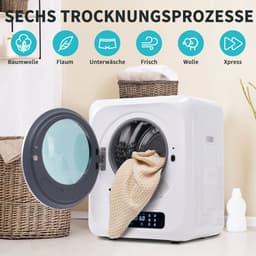 Re-purelife® Compacte Wasdroger met UV-Desinfectie - 6 Programma's - 3-4 kg Capaciteit - Geschikt voor Opbouw of Opstelling - Stille Werking & Helder LED-Display - Wit — thumbnail 11