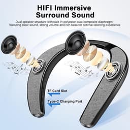 Speaker - Bluetooth speaker - Bluetooth nekbandluidspreker - bluetooth speaker draadloos - draagbare draadloze luidspreker met ingebouwde microfoon en TF-kaartsleuf, 12 uur speeltijd, 3D stereo surround sound — thumbnail 4