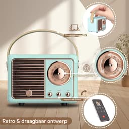 Ynkkvre - Retro bluetooth speaker - vintage decor - draagbare draadloze bluetooth speaker -blauw — thumbnail 6