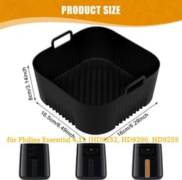 Cosensi - Siliconen bakvorm voor heteluchtfriteuse, 2 stuks accessoires - Geschikt voor Philips Essential 4,1 l - HD9252, HD9200, HD9255 - Hittebestendige bakvorm - Airfryer accessoires duurzaam siliconen. — thumbnail 2