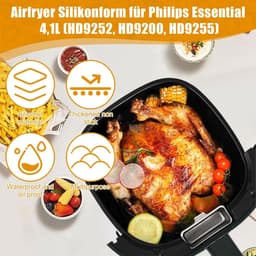 Cosensi - Siliconen bakvorm voor heteluchtfriteuse, 2 stuks accessoires - Geschikt voor Philips Essential 4,1 l - HD9252, HD9200, HD9255 - Hittebestendige bakvorm - Airfryer accessoires duurzaam siliconen. — thumbnail 5