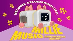 Wedjis Retro Mili-TV – Digitale Klok & Bluetooth Speaker – Smart display – Kunststof – Dimbaar scherm – Cadeau voor vrouwen – Wit/Roze — thumbnail 3