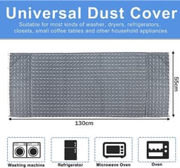 Mmgoqqt Wasmachine Droger Dop - Met Zakken - Grijs Geometrisch Apparaatdoek - 55*130 Cm - Geschikt Voor Huis Keuken Wasmachine Koelkast - Enkele Deur — thumbnail 3