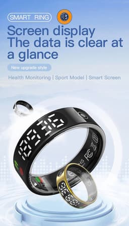 WizBay Premium Select® Smart Ring LED Dark Grey Zilver - Maat 9 - Hartslag Slaap Zuurstof - Gesture - Multi Sport Modi — thumbnail 10