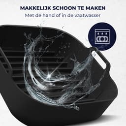 Fentic Airfryer Siliconen Bakje + Oven Wanten – 20,5 cm - Geschikt voor Philips, Cosori, Ninja, Tefal, Cecotec – Accessoires voor Airfryers - Zwart — thumbnail 3