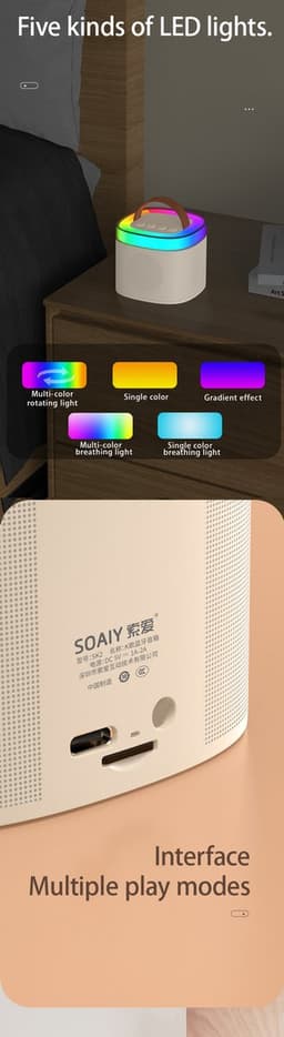 Viatel Creatieve Rgb Kleurrijke Verlichting Mini Karaoke Draagbare Draadloze Bluetooth Speaker Met Microfoon Outdoor Stereo Subwoofer — thumbnail 2