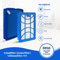 DEGG® - Filterset – Geschikt voor Philips PowerPro Expert – Vervangt FC6042/01 & FC8003/01 – Inlaatfilter + H11 Uitblaasfilter – Compatibel met FC9729, FC9741, FC9743, FC9744, FC9745 – COMBIDEAL — thumbnail 2