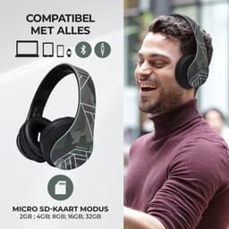 PowerLocus P2 - Draadloze Over-Ear Koptelefoon Inklapbaar - Bluetooth Hoofdtelefoon - Met microfoon – Headphone - Micro SD mode – Incl. Carry Case – Camouflage — thumbnail 9