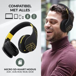 PowerLocus P2 - Draadloze Over-Ear Koptelefoon Inklapbaar - Bluetooth Hoofdtelefoon - Met microfoon – Headphone - Micro SD mode – Incl. Carry Case - Zwart/Geel — thumbnail 9