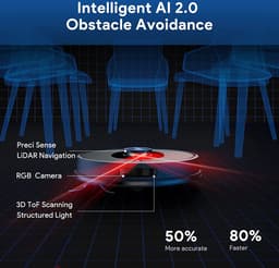 Bagotte Shellbot SL60 Robotstofzuiger met Dweilfunctie, 2-in-1 Self-charging Shellbot SL60 Robot Vacuum Cleaner, Laser Lidar Navigatie met Camera, 4000Pa Sterke Zuigkracht, 200 Mins+ Runtime, App No-go Zone, Compatibel met App,Alexa, Google Assistant — thumbnail 2