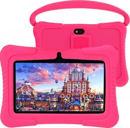 ZINLY® Kindertablet - Tablet - 7 inch - Android 10.0 - Langdurig gebruik - Kids Proof - Kinder tablet voor kinderen vanaf 3 jaar Incl beschermhoes & Ouderlijk Toezicht App - Roze — thumbnail 1