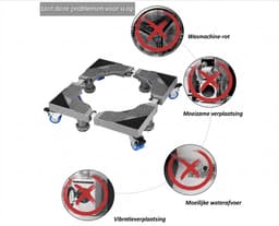 Wasmachine-onderstel met 4 voeten + 4 wielen voor wasmachine, koelkast en droger, verstelbare wasmachinebasis met antislip schokabsorberende functie, (instelbaar: 41-66 cm) — thumbnail 7