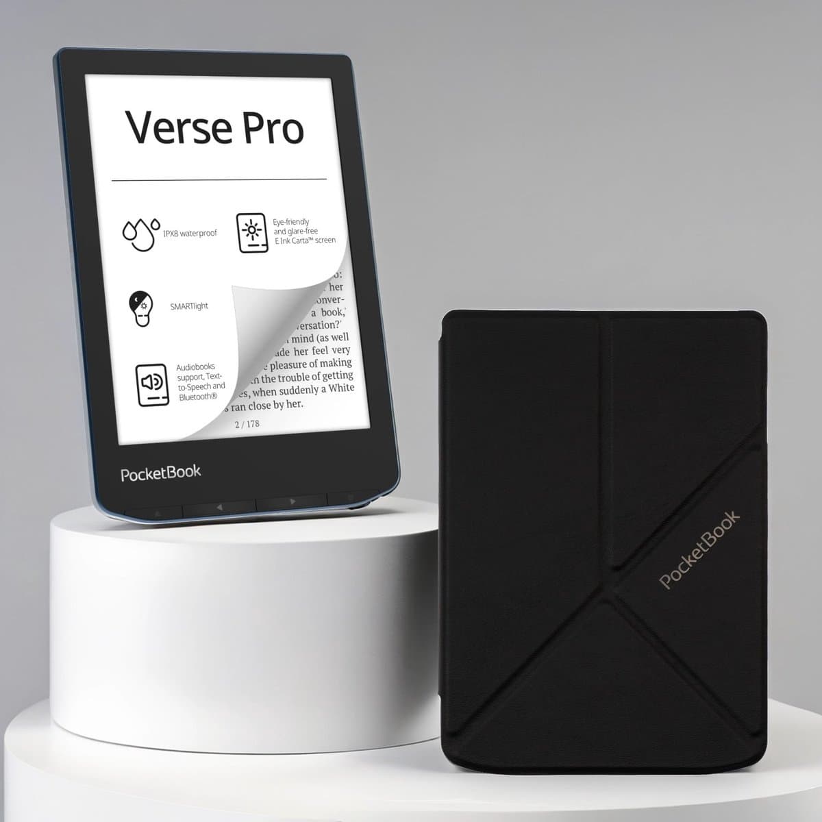 PocketBook Verse Pro Azure e-reader – Inclusief Origami Zwart Hoesje (shell cover) – Voordeelbundel — afbeelding 1