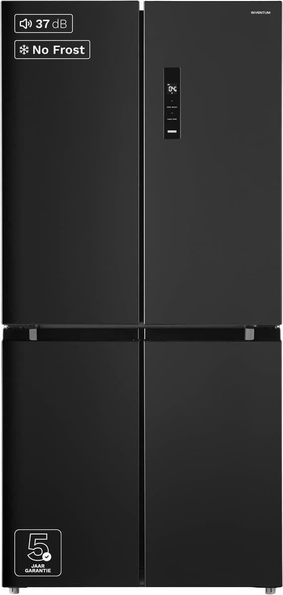 Inventum SKV4178B No Frost energiezuinige Amerikaanse koelkast - 474 liter - Digitaal display - Stil: 37 dB - Supervriezen - Superkoelen - Vershoudlade - 4 deuren - Zwart — afbeelding 1