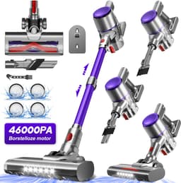 Elekiatech Steelstofzuiger- 46000Pa - 50 Minuten Gebruikstijd - 8 Kegel Filtersysteem Steelstofzuiger Draadloos - 1,5 L Stofbak - 2200 mAh Accu - voor Tapijten en Harde Vloere - Paars — thumbnail 1