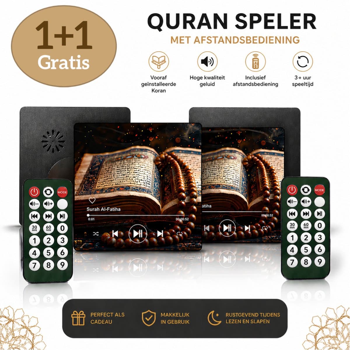 2x Islamitische Surah Speaker – Oplaadbare Quran Speaker met Magneet – Zwart (1+1 Gratis) — afbeelding 1