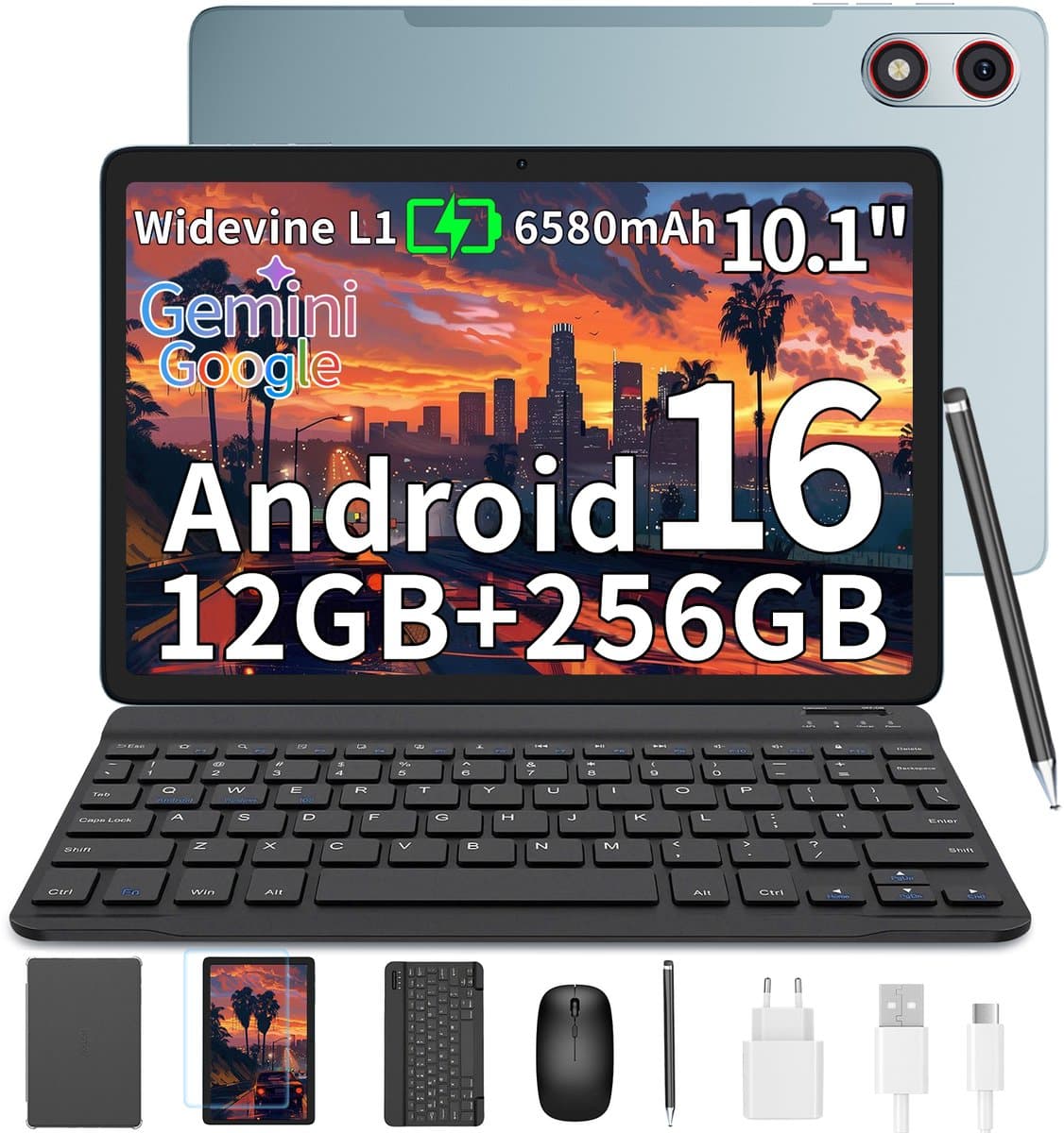 HOTWAV Pad 13 Pro - Tablet met toetsenbord + muis + stylus - Android-tablet - 10,1 inch - 120 Hz verversingssnelheid - 12+256 GB RAM/ROM - 6580 mAh-batterij - 13 MP-camera - 4G dual-sim - gezichtsherkenning - groen — afbeelding 1