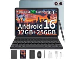 HOTWAV Pad 13 Pro - Tablet met toetsenbord + muis + stylus - Android-tablet - 10,1 inch - 120 Hz verversingssnelheid - 12+256 GB RAM/ROM - 6580 mAh-batterij - 13 MP-camera - 4G dual-sim - gezichtsherkenning - groen
