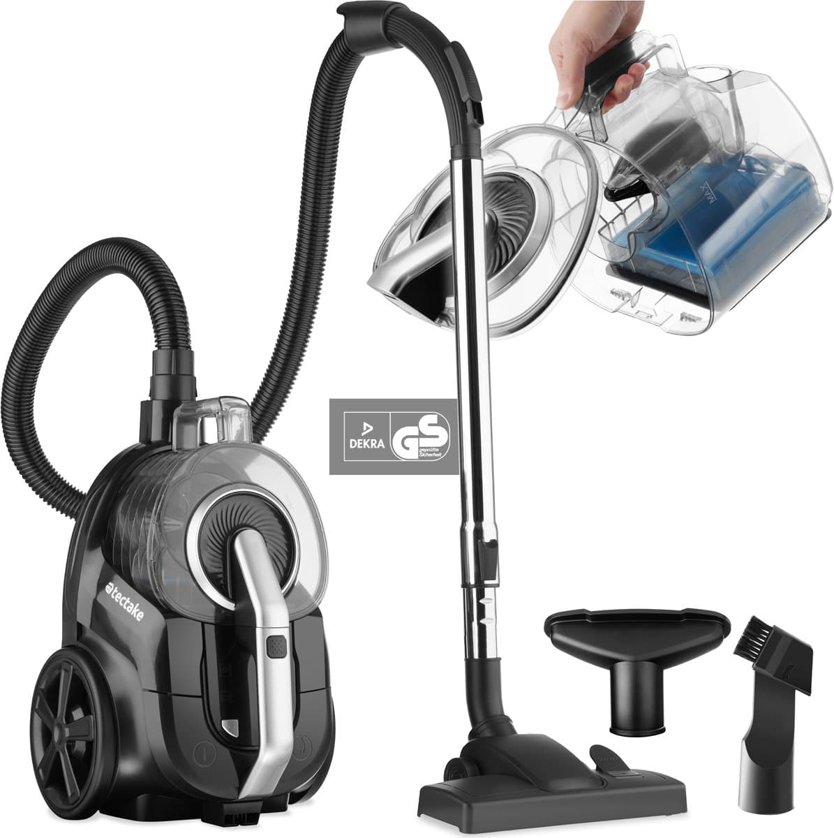 tectake® Zakloze Stofzuiger VC900 - Sterke 900 W Stofzuiger met Snoer - Eenvoudig Schoon te Maken - Zonder Zak - Geschikt voor Tapijten en Gladde Vloeren - Snoerlengte 490cm — afbeelding 1