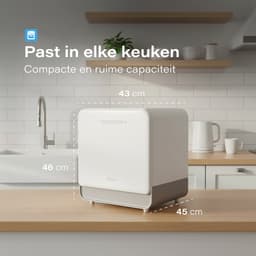 Skoov Mini Vaatwasser met waterreservoir - 3 couverts - 6 wasprogramma's - Extra stil - Kleine smalle vrijstaande afwasmachine - Camping - Wit — thumbnail 12