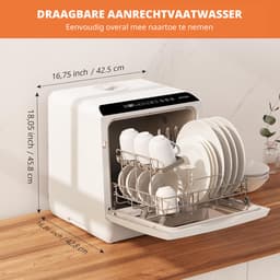 AIRMSEN Mini Vaatwasser - Vrijstaand - Watertank 5L - 5+1 Programma's - 4 Couverts - 42.5 cm - Zwart/Wit — thumbnail 5
