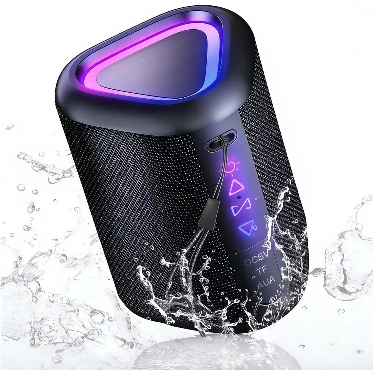 Fokelyi S1 Bluetooth Speaker 24W- Draadloze Muziek BoxTot - IPX7- TWS Pairing - Bluetooth 5.4- Draagbare Draadloze Speaker met RGB Lichtshow -Mini Bluetooth Speaker - IPX7 Waterproof - RGB-verlichting - Draagbaar - Zwart — afbeelding 1
