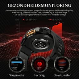 Royal Empire HD Pro GPS Smartwatch Heren - AMOLED Smartwatch met Ingebouwde GPS & Belfunctie - 100+ Sportmodi, Kompas & Zaklamp - Hartslagmeter, Slaapmonitor & SpO2 Meter - Inclusief 3 Bandjes - 1.43 Inch - Zwart — thumbnail 6