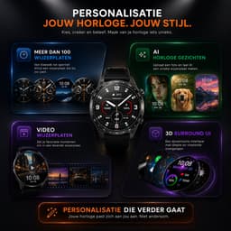 Royal Empire HD Pro GPS Smartwatch Heren - AMOLED Smartwatch met Ingebouwde GPS & Belfunctie - 100+ Sportmodi, Kompas & Zaklamp - Hartslagmeter, Slaapmonitor & SpO2 Meter - Inclusief 3 Bandjes - 1.43 Inch - Zwart — thumbnail 8