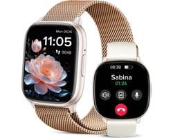 Avalue Smartwatch Dames & Heren - 1,8" AMOLED - Bluetooth Bellen - Hartslag & Bloedzuurstof - Slaaptracker - - Meerdere Sportmodi - Geschikt voor Android en iOS - Rose Gold en Wit