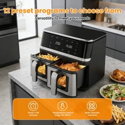Seth Select XXL Airfryer 9 Liter – 2000W – Dubbele Luchtfriteuse met Kijkvenster – 12 Programma’s - Zwart — thumbnail 4