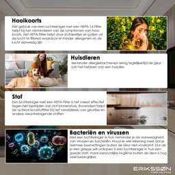 Erikssøn Luchtreiniger Prime - Met Hepa Filter 2x - 70 m3/u - Vermindert Stof En Pollen - Air Purifier - Wit — thumbnail 5