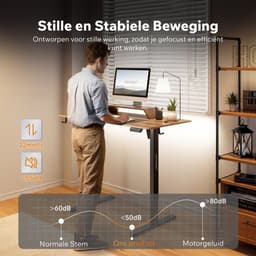 SENSE7 NOJO LIGHT - Zit Sta Bureau - 120 cm x 60 cm - Elektrisch bureau - Verstelbare bureau - Elektrische Hoogteverstelling - Hoogte 72-118 cm - Intelligent Bedieningspaneel - Donkerbruin — thumbnail 4