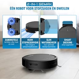 Powell Robotstofzuiger - Robotstofzuiger met Dweilfunctie - Robotstofzuiger met Laadstation - Robot Stofzuiger - Dweilrobot - Zwart — thumbnail 3