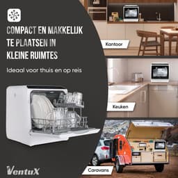 GudeaSmart® Mini Vaatwasser Incl. App – Afwasmachine – 5 Programma’s – 900 Watt – 42,5 x 42,8 x 45,8 cm - Wit — thumbnail 4