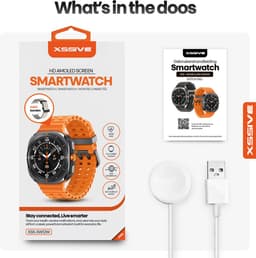 Xssive - Smartwatch - 47 mm - Titanium Zwart - AMOLED - IP68 Waterdicht - Smartwatch Heren - Oranje — thumbnail 6
