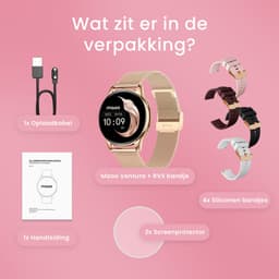 Maoo Ventura AMOLED Smartwatch Dames - RVS en 4x Siliconen Bandje - Stappenteller - Hartslagmeter - Slaapmonitor - Multisport - Geschikt voor Android en iOS - Rosé Goud en Roze — thumbnail 15