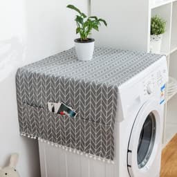 Mmgoqqt Wasmachine Droger Dop - Met Zakken - Grijs Geometrisch Apparaatdoek - 55*130 Cm - Geschikt Voor Huis Keuken Wasmachine Koelkast - Enkele Deur — thumbnail 4