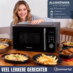 Sommertal 4-in-1 magnetron MW2200 25 l - Touch, grill, hete lucht, 8 programma's, timer tot 99 minuten, kinderslot, snelstart, rooster, knapperige pan — thumbnail 3