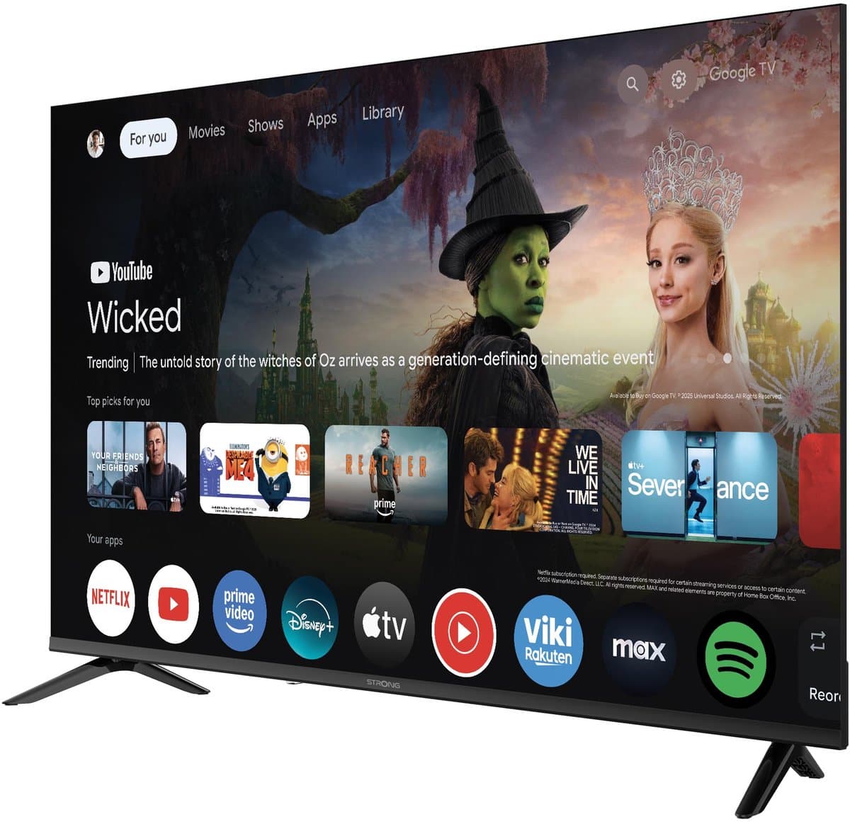STRONG - TV 55" (139 cm) SRT55UH7773 - Smart Google TV 4K UHD - Chromecast - Google Assistant - Dolby ATMOS - Dolby Vision - Drievoudige tuners - Wifi - Bluetooth - Port Ethernet - 4xHDMI + 2xUSB - NETFLIX — afbeelding 1