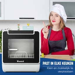 Ventux® Mini Vaatwasser Incl. App – 8 Programma’s – 2-4 couverts - Vaatwasser Vrijstaand Voor Camping - 900 Watt Afwasmachine – 42,5 x 42,8 x 45,8 cm - Wit — thumbnail 4