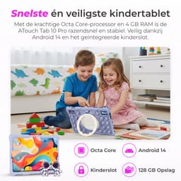 ATouch Kindertablet Tab 10 Pro - Vanaf 3 jaar - Kinder Tablet - 10 Inch - Ouderlijk Toezicht - Tablet Kinderen - 6000 mAh Batterij - Kids Tablet - 128GB+64SD - Octa Core - Paars — thumbnail 3