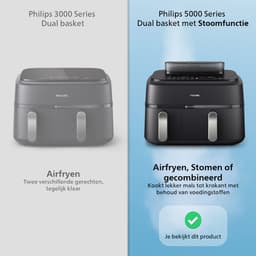 Philips 5000 Series Dual Basket Airfryer - NA551/00 - Stoomfunctie - Dubbele Mand - 9L - Tot 6 Personen — thumbnail 13