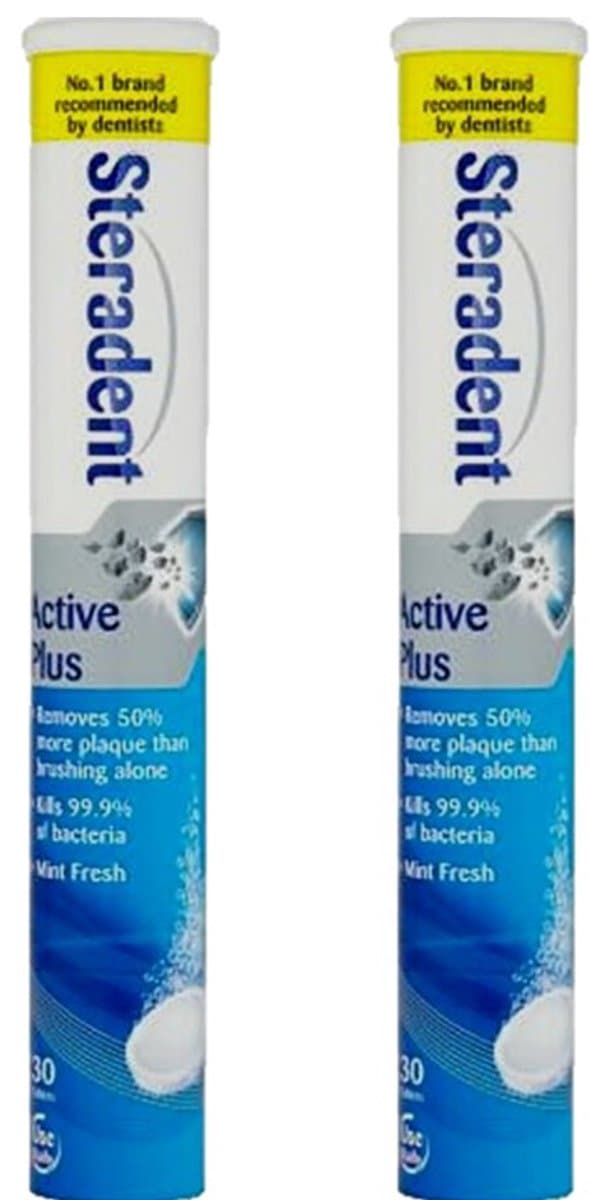 Steradent Reinigingstabletten - Active Plus 2 x 30 Tabletten — afbeelding 1