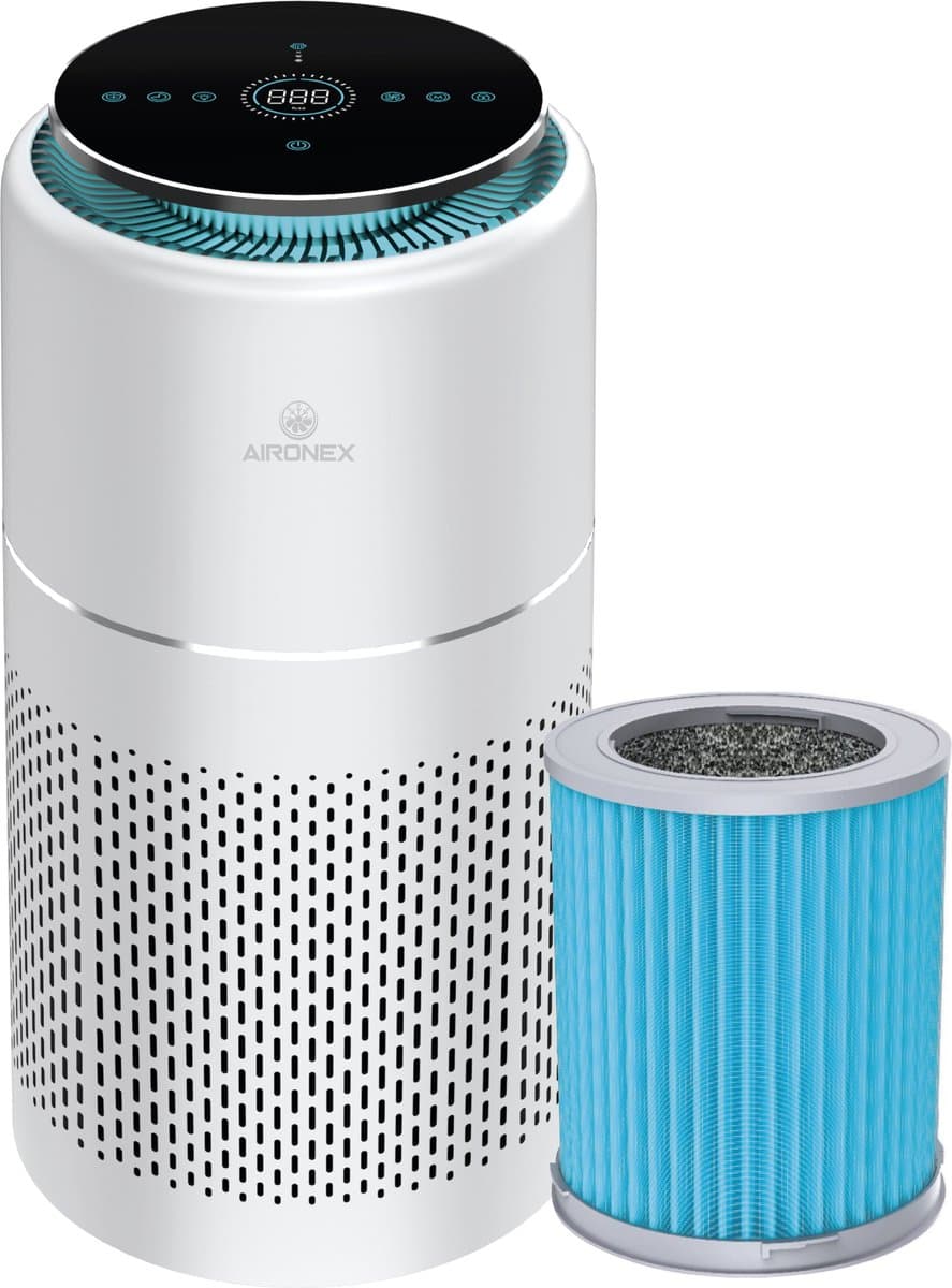 Aironex Luchtreiniger met Hepa Filter – Tegen Allergie & Hooikoorts - HEPA 13 + Ionisator – CADR 365 m³/u – 55 m² – Stil – Luchtkwaliteitsindicator - Air Purifier -Luchtreinigers — afbeelding 1