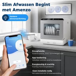 Amenzo® - Mini Vaatwasser - Inclusief App - Energielabel A - 900 Watt - 5 Programma's - Wit - Afwasmachine - Met Waterreservoir — thumbnail 16