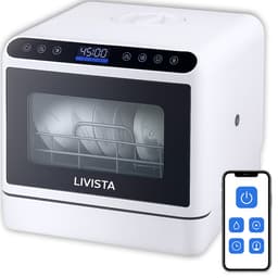 Livista Mini Vaatwasser incl. APP - Vaatwasser - Vaatwasser Vrijstaand - Afwasmachine - Camping Vaatwasser - Wit — thumbnail 1