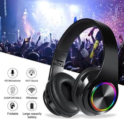 Bluetooth over-ear hoofdtelefoon, draadloos surround sound, opvouwbaar, handsfree, met microfoon, hifi-stereo, ondersteunt Micro SD/TF/FM-kaarten voor laptops/telefoons/pc's. — thumbnail 3