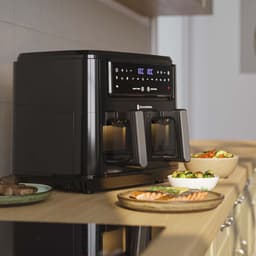 KitchenBrothers Dubbele Airfryer - PFAS-vrij - 2400W - Dual Zone - 9L - Heteluchtfriteuse - Airfryer XXL - 2 x 4.5L - 10 Kookprogramma's - Zwart — thumbnail 6